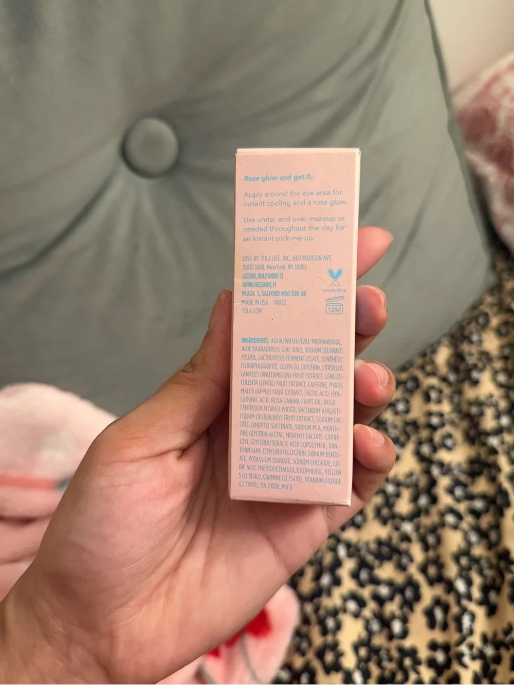 TULA Skincare Rose Glow Get It Cooling Brightening Eye Balm 0.35oz 10g Full Size